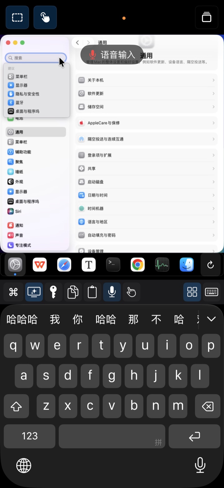 iPhone 上的 MacPad 语音输入界面